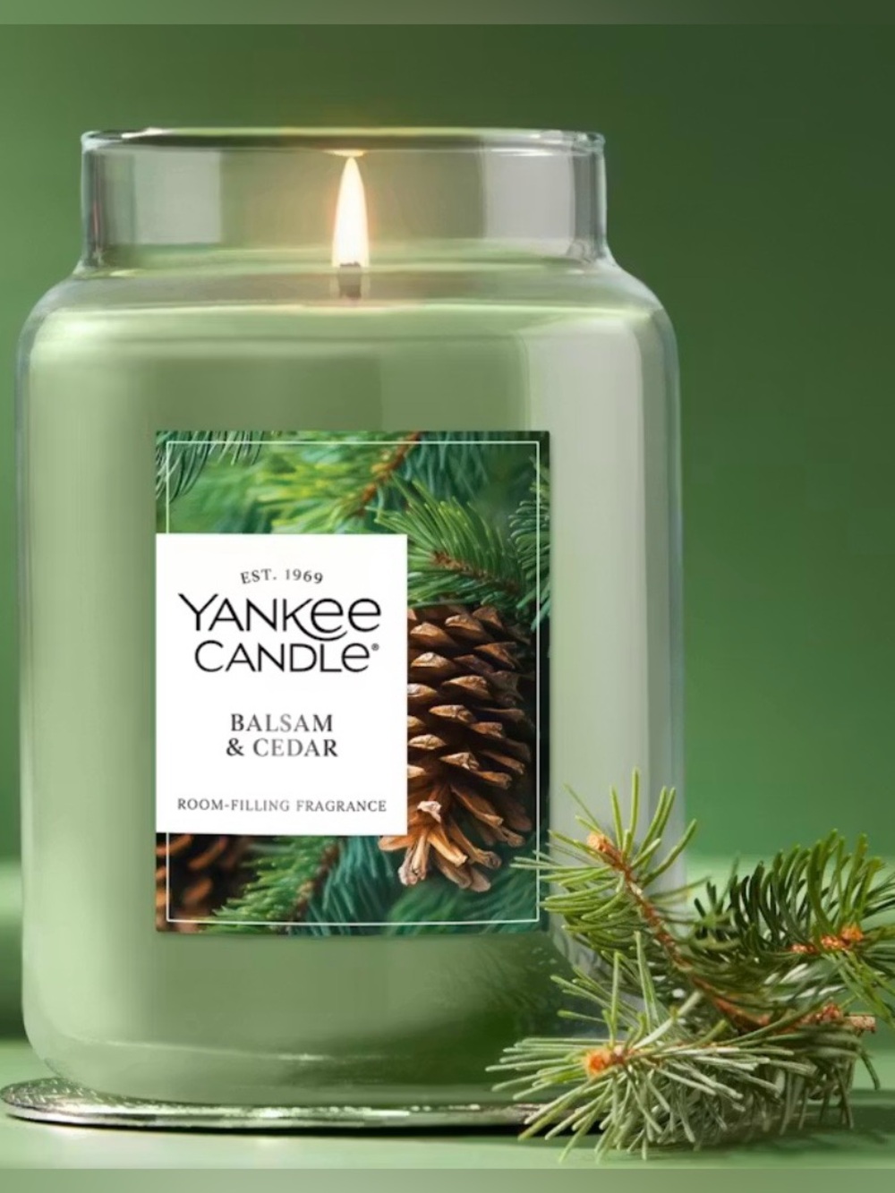 Yankee Candle NWOT Unused Balsam & Cedar Fragrance Large 22oz Candle Single Wick
